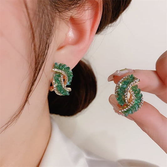 ✨ Beperkte aanbieding ✨ - Mode kruis groene nepkristallen oorbellen